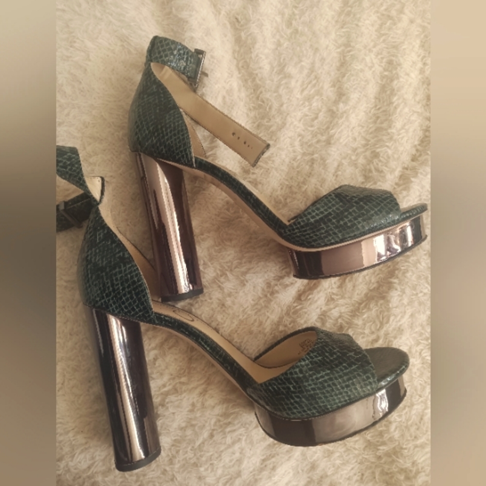 COPY - Green Snake Print High Heels